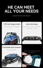 H10 4G LTE Men's Smartwatch: Dual 500W camera for video calls, 4 + 128 GB, WiFi NFC, 1380mAh battery