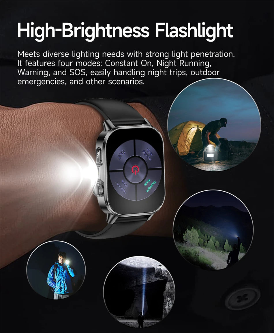 2026 New Model Uric Acid & Lipid Health Analysis Smartwatch Men's ECG+PPG Bluetooth Call 2.01 inch Flashlight Smartwatch Women's