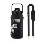 2L 64OZ Half Gallon Water Bottle with Sleeve Motivational Water Bottle with Straw & Time Marker Leakproof Sport Water Jug