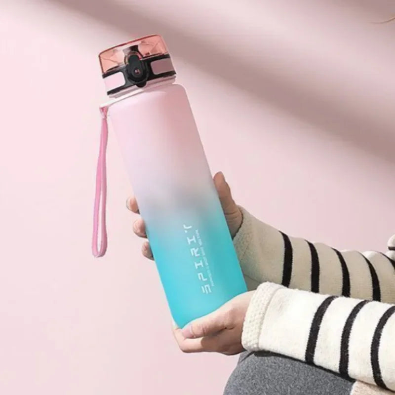 1 Liter Large Capacity Sports Water Bottle Leak Proof Colorful Plastic Cup Drinking Outdoor Travel Portable Gym Fitness Jugs