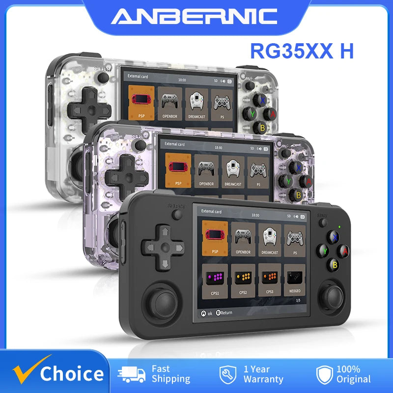 ANBERNIC RG35XX H Portable Linux Gaming Console 3.5 inch IPS Screen H700 Retro Video Games Player 3300mAh 64G 5528 Classic Games