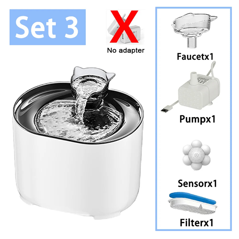 Smart Cat Water Fountain 2.2L, Pet Water Dispenser with Filter, Dog Drinking Fountain for Cats, Ultra Quiet Water Pump