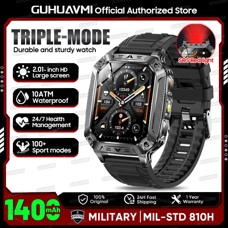 Smartwatch Militar 2026 – Robustez Extrema, Lanterna LED e Autonomia XL