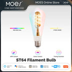 MOES Tuya ST64 Smart Bulb — LED RGB 2700–6500K WiFi Alexa
