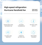 Outdoor Handheld Cold Compress Fan 3600mAh Quite High-speed Cold Air USB Rechargeable Mini Turbo Fan with Lanyard Portable Fan