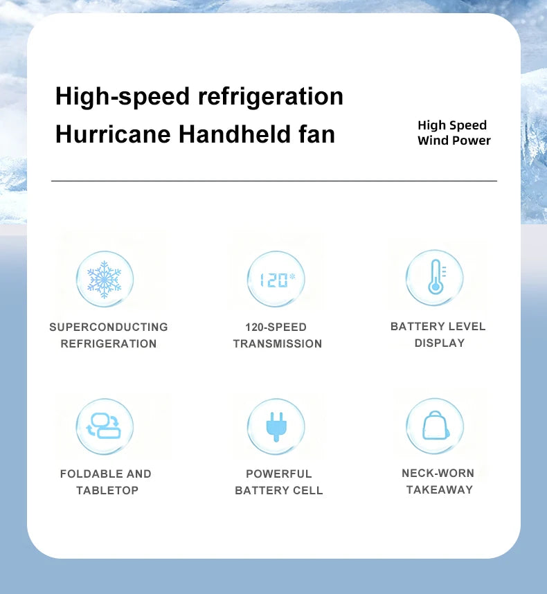 Outdoor Handheld Cold Compress Fan 3600mAh Quite High-speed Cold Air USB Rechargeable Mini Turbo Fan with Lanyard Portable Fan