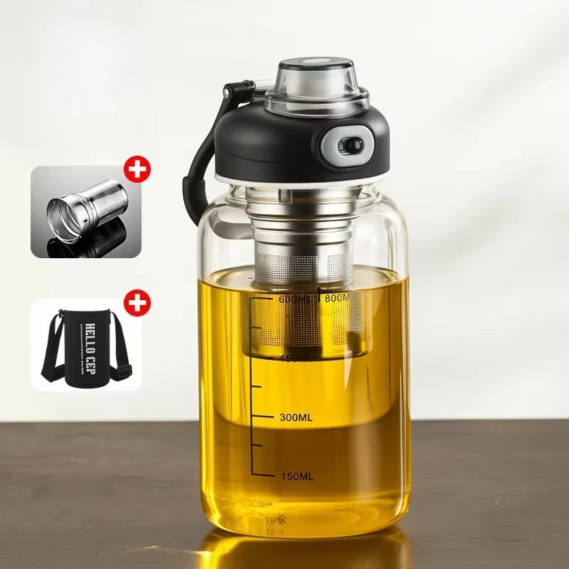 800/2500ml Large Glass Water Bottle with Lock Lid and Direct Drink Spout, Reusable Sports Water Bottle for Gym, Home, and Outdoor Use.