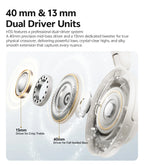 QCY H3S ANC Over Ear Headphones -56dB Noise Canceling Headsets Bluetooth 6.0 Hi-Res LDAC Spatial Sound Earphones Dual Driver