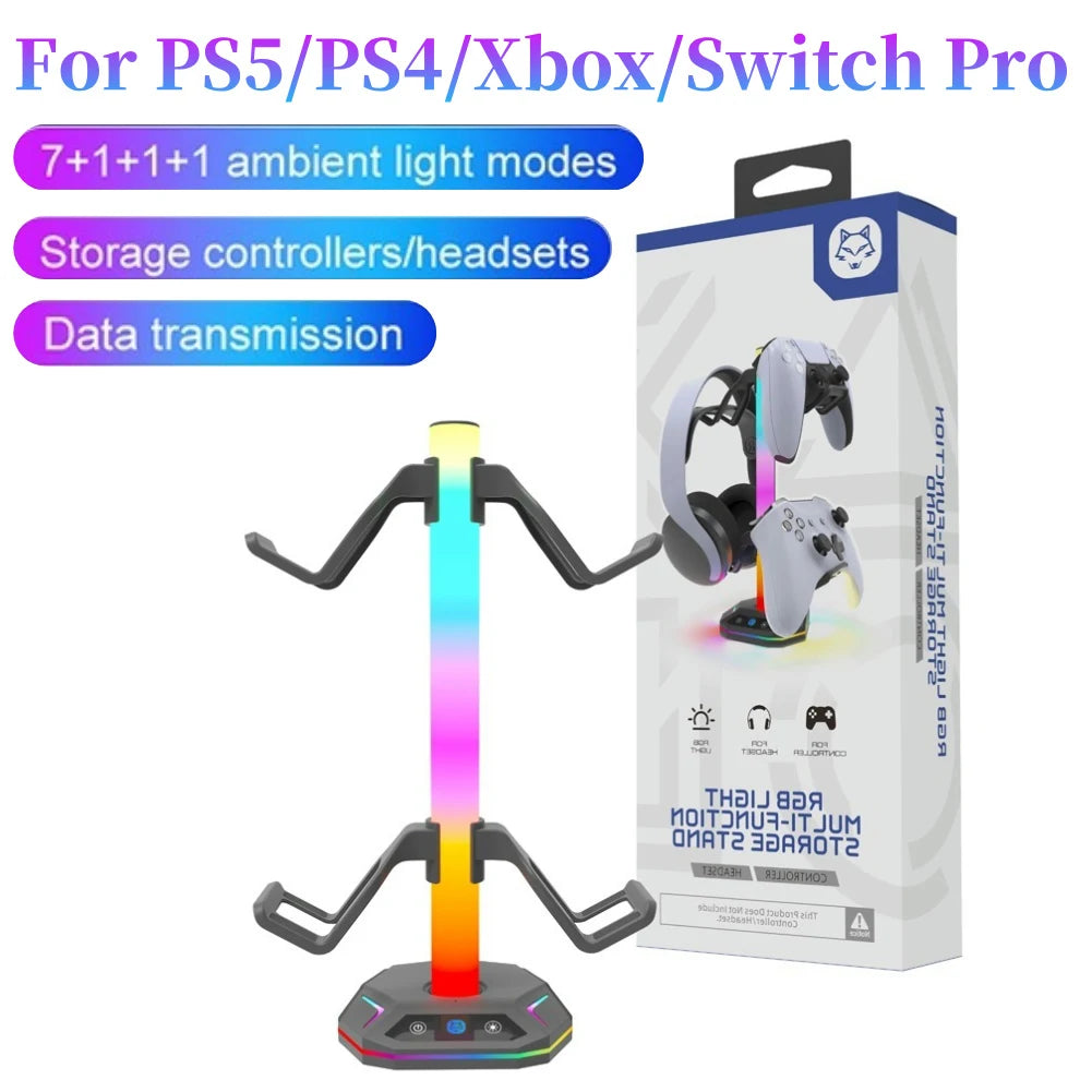REMANK Game Controller Holder PS5 For PS5 slim PS4 PC XBox Control Handle Bracket Headphone Holder Storage Accessories RGB light