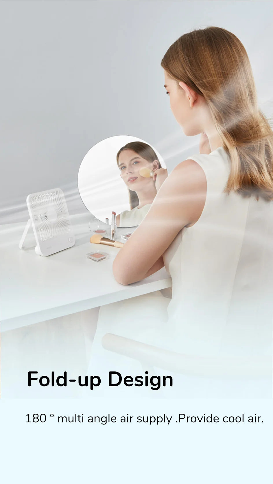 Ventoinha JISULIFE de Mesa — USB, 4 Velocidades, Ultra Silenciosa e Portátil