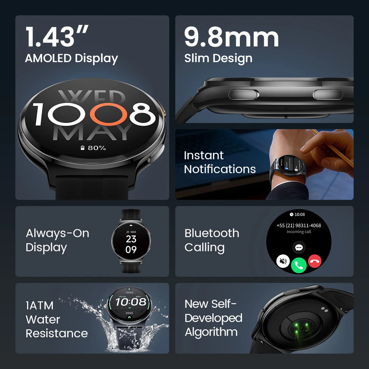 HAYLOU Solar Lite 2 – Ecrã AMOLED, Desporto e Conectividade Total