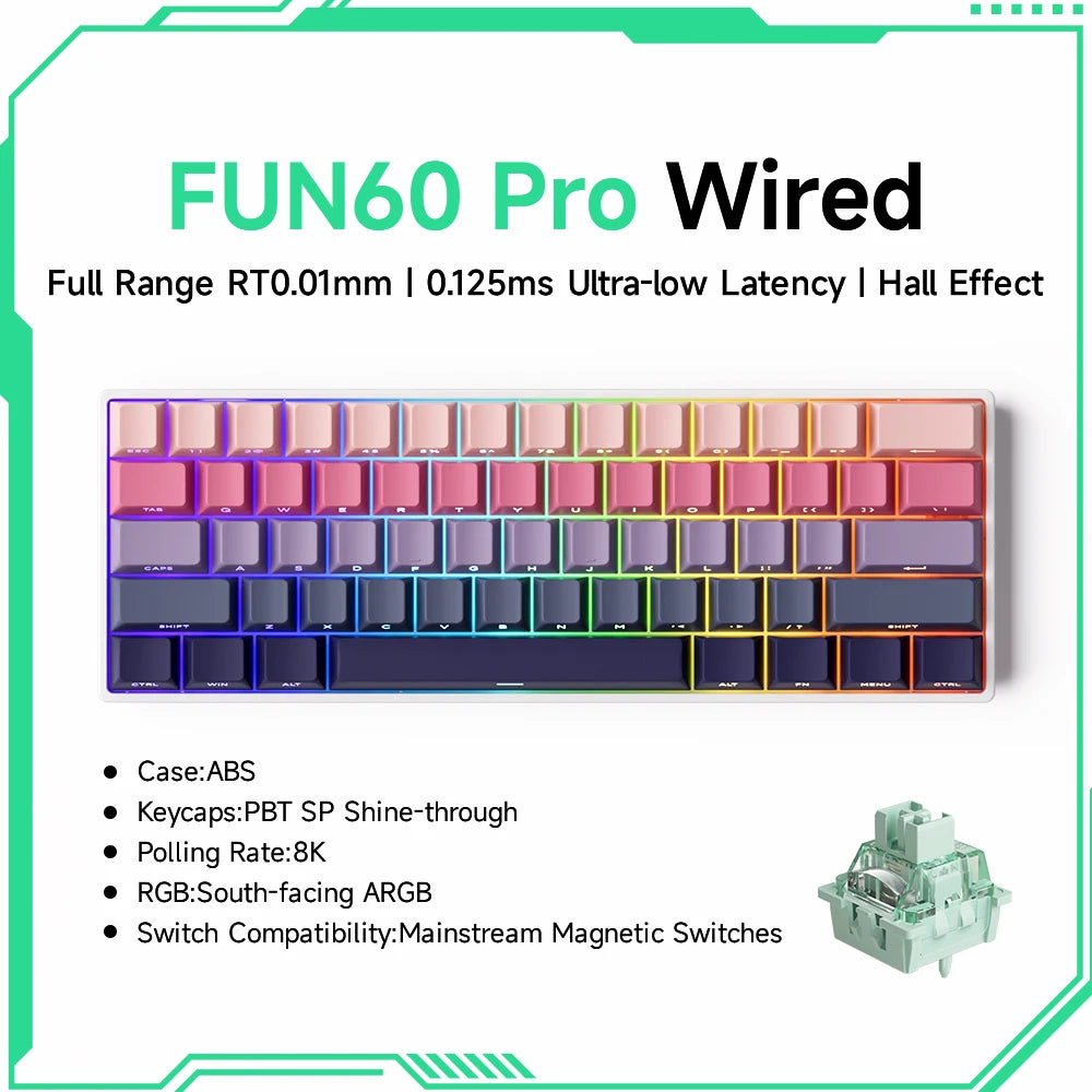 Akko MonsGeek FUN60 Magnetic Switch 60% Magnetic Switch Gaming Keyboards Rapid Trigger 0.01mm 8K ARGB HE/TMR Custom Keyboard