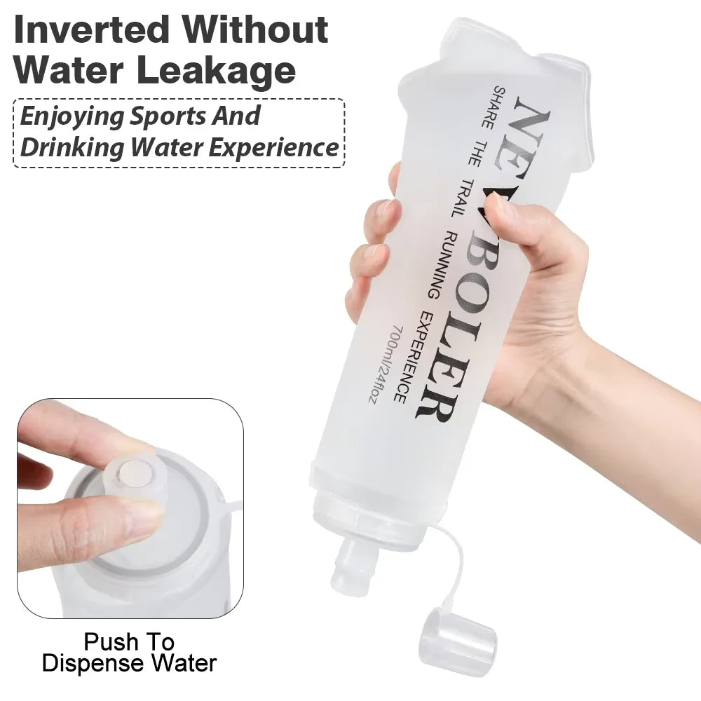 NEWBOLER Soft Flask em TPU – Garrafa Dobrável e Portátil para Corrida e Outdoor