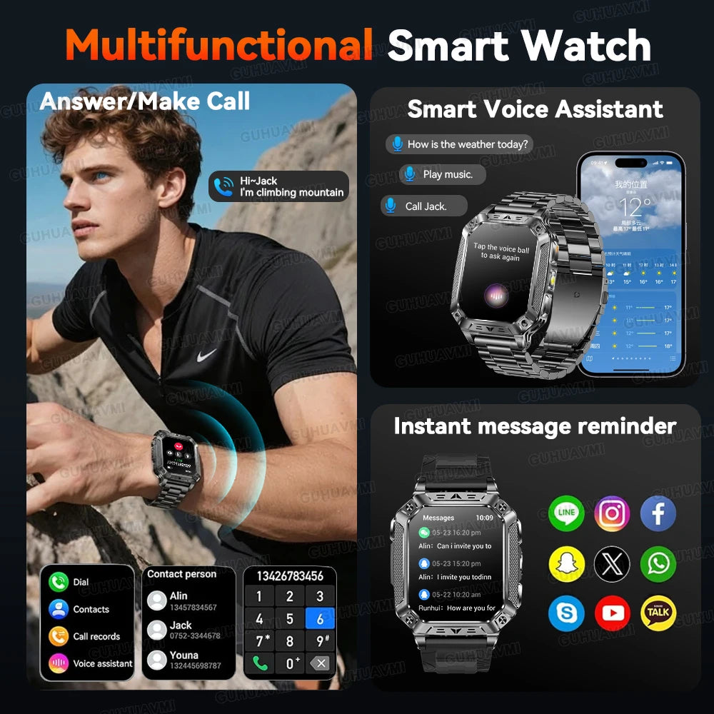 Smartwatch Militar 2026 – Robustez Extrema, Lanterna LED e Autonomia XL