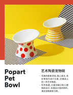 Ceramic Cat and Dog Bowls, Anti-Tip Pet Food Dishes Elevated base design protects cats' necks, suitable for small dogs and cats