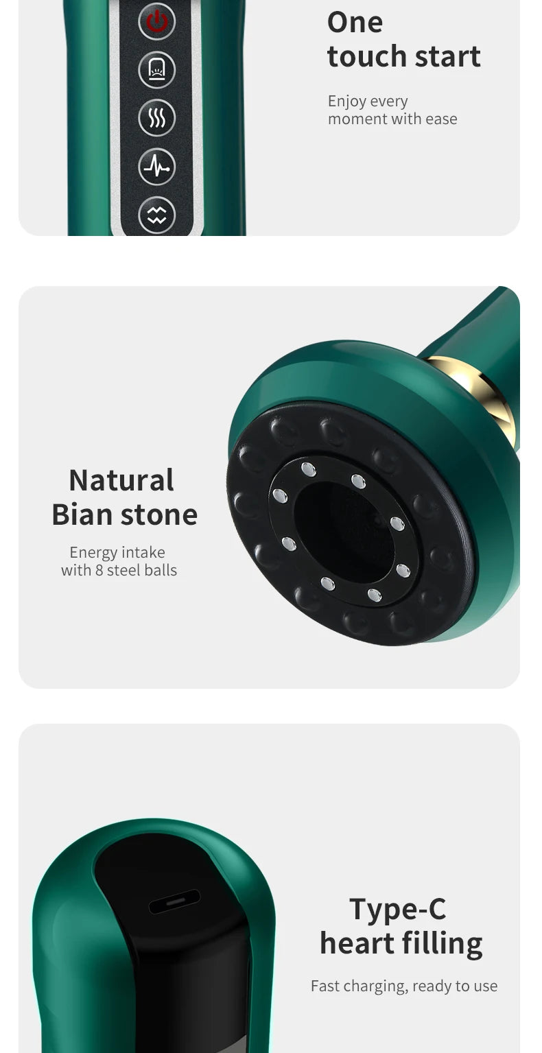 TriColor GuaSha Pro – Massajador Elétrico Anticelulite com Vácuo, Infravermelhos e Terapia de Scraping