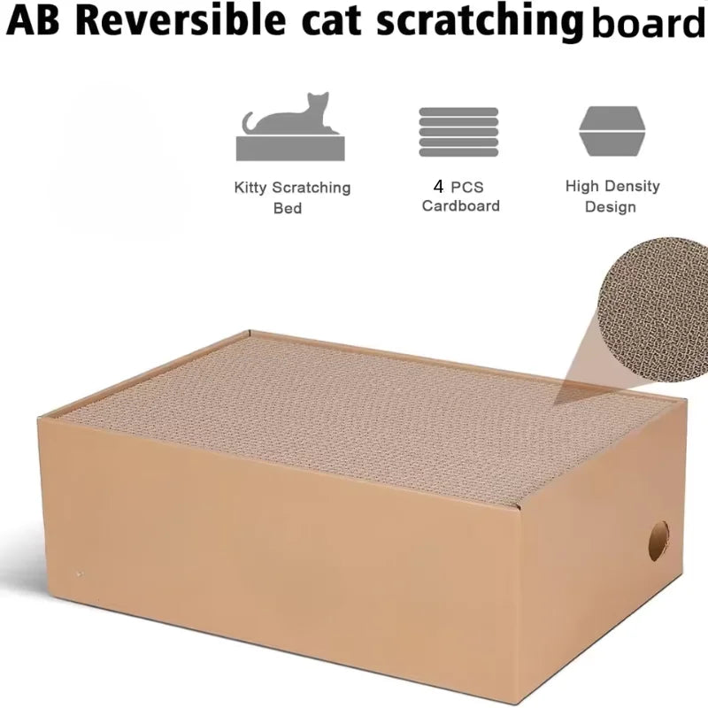 4-Pack 1 Cat Scratching Post Cardboard Box for Indoor Cats, Cat Scratching Mat Cardboard Box for Indoor Cats and Kittens