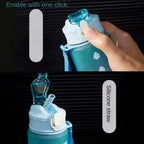 Sports Water Bottle with Time-Tracking Straw Leak Proof Locking Flip Cover for Easy Carry Ideal for Outdoor Adventures