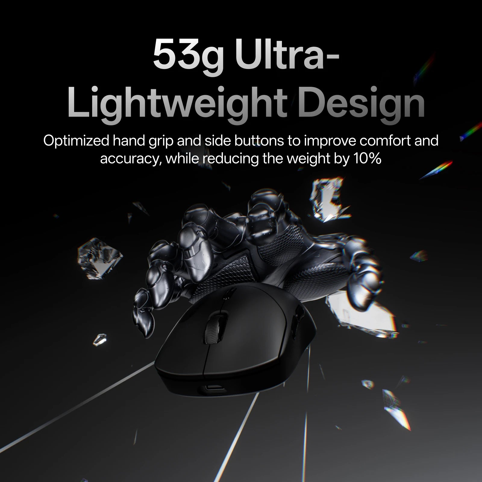 Rapoo VT2 Wireless Gaming Mouse True 8K Wireless Polling Rate Esports Grade 53g Lightweight 26000DPI Up to 500 Hr Battery Life