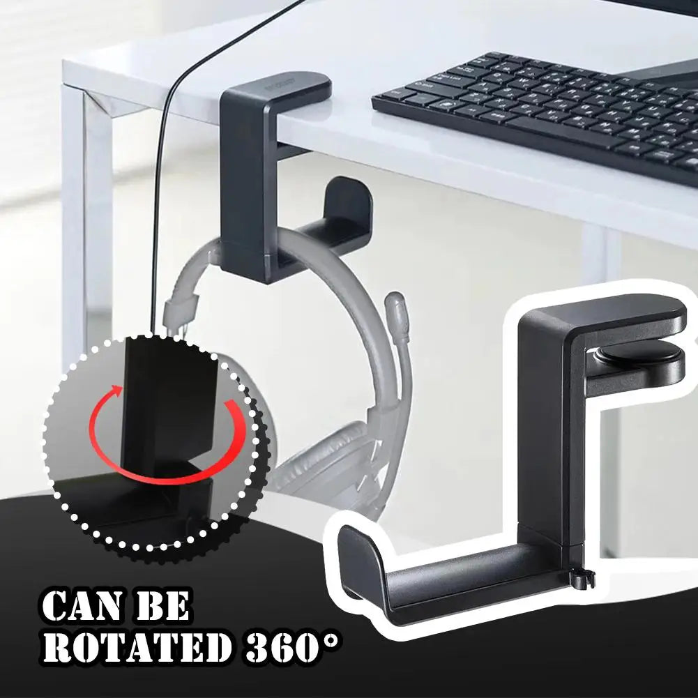 PC Gaming Headphone Stand Headset Hook Holder, Hanger Mount With Adjustable 360° Rotating Arm Clamp, Desk Mount Universal Bag