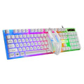 Rainbow Backlit Wired Keyboard and Mouse,Floating Keycap Strong, Wear-resistant, Comfortable Feel Keyboard for Business Office