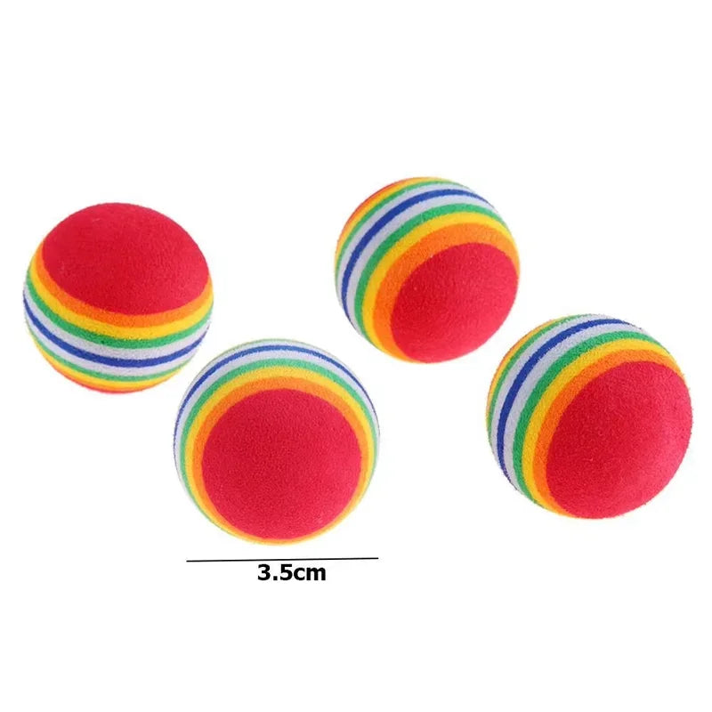 5pcs/10pcs Rainbow Cat Toys Ball Interactive Cat Dog Play Chewing Rattle Scratch Ball Training Cat Rainbow Ball Toy Pet Supplies