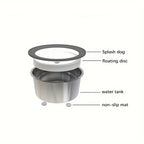 Stainless steel dog water bowl with floating disc design, non-wet mouth anti-tail pet drinking bowl, slow feeder water for dogs.