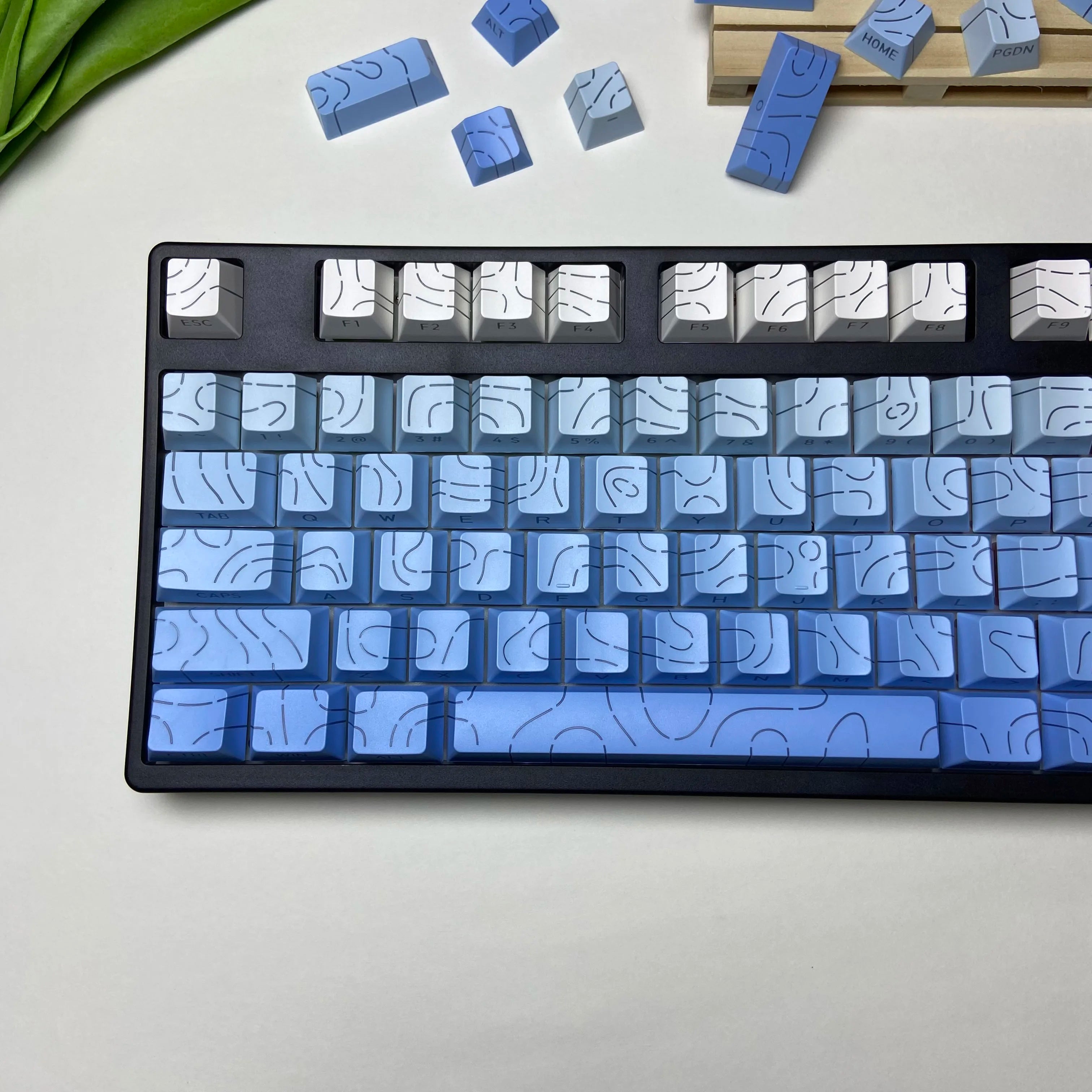 Line Gradient Side Shine Through Keycaps Cherry Profile PBT Custom Keycaps for 60% 65% 75% 96% 98% 100% Mechanical Keyboard