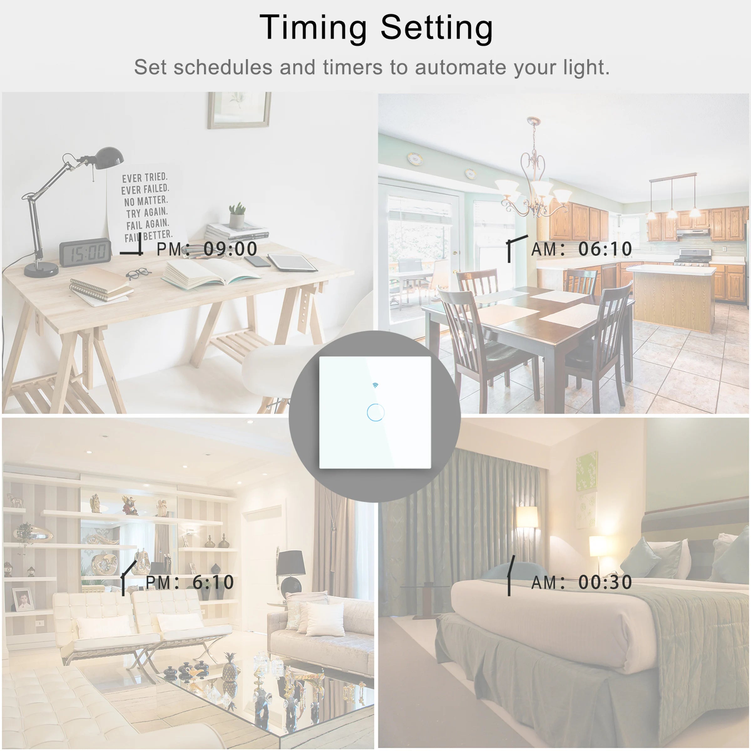 AXUS WiFi Touch Switch — Smart RF433 Sem Neutro Tuya Alexa
