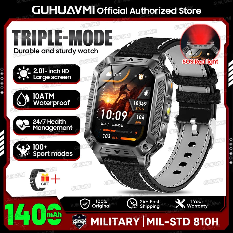 Smartwatch Militar 2026 – Robustez Extrema, Lanterna LED e Autonomia XL