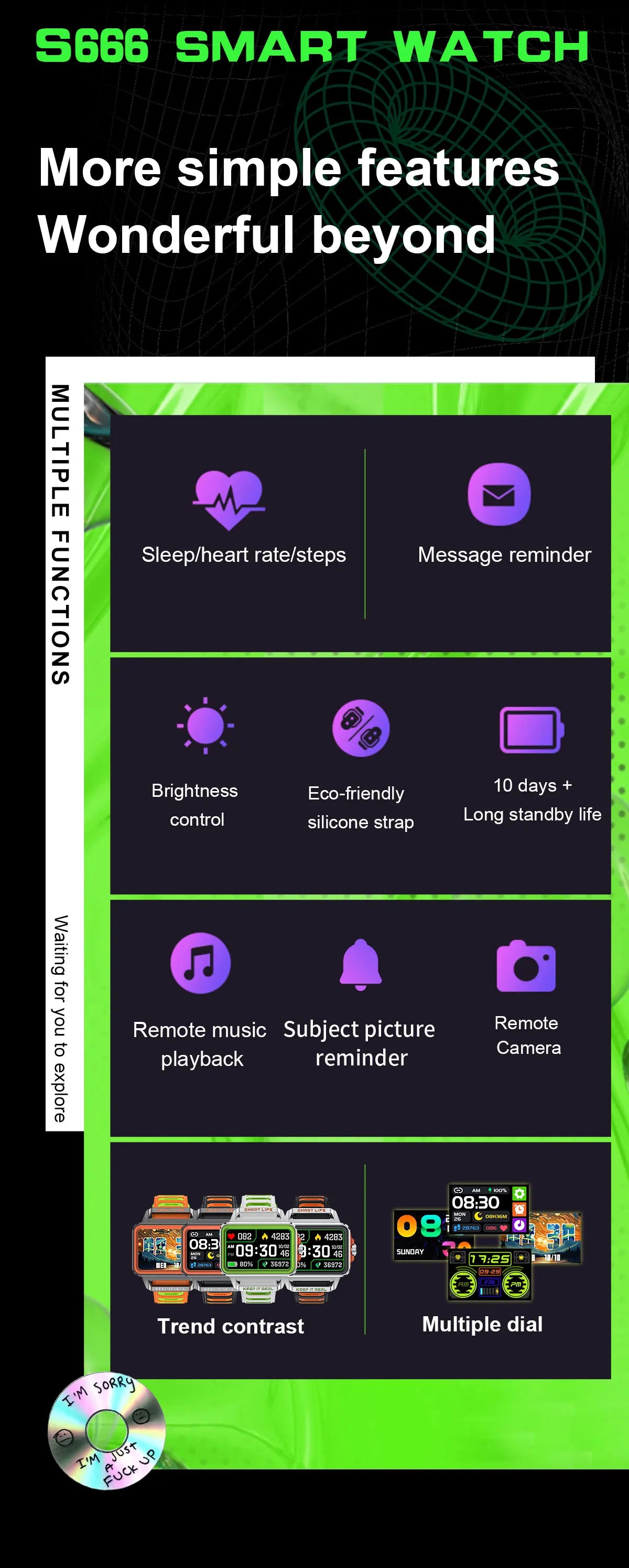 SENBONO Smart Band – Saúde Completa, Desporto e Conectividade Android/iOS