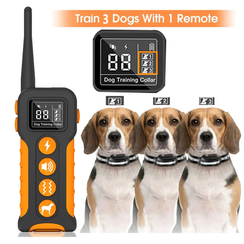 Dog Training Collar With 9 Different Sounds 1000M Electric Dog Anti Bark Collar 433HZ Universal Waterproof Rechargeable Collar