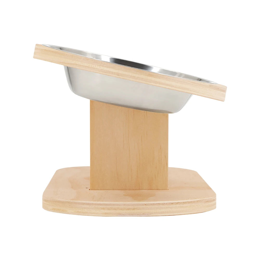 Elevated Cat Bowls Raised Wood Stand Feeder with 3 Stainless Steel Bowls Feeding & Watering Supplies for Puppy Cats Accessories