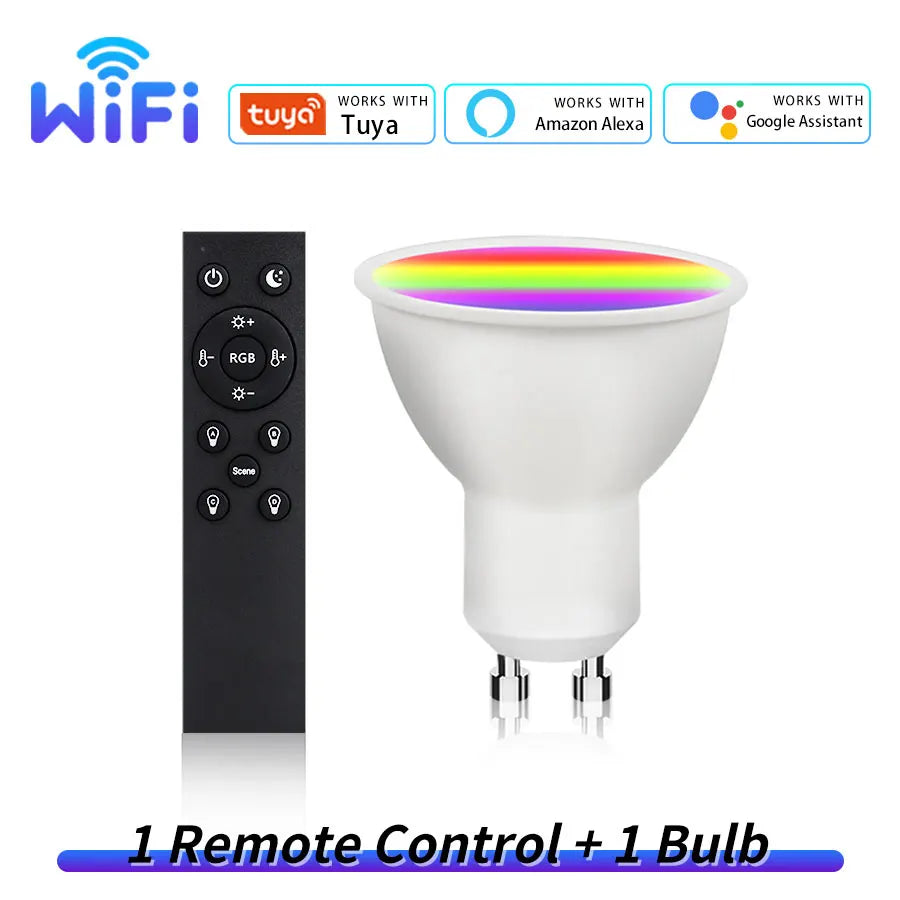 GU10 WiFi Tuya RGB — Spotlight Smart para Teto, Alexa e Google Home