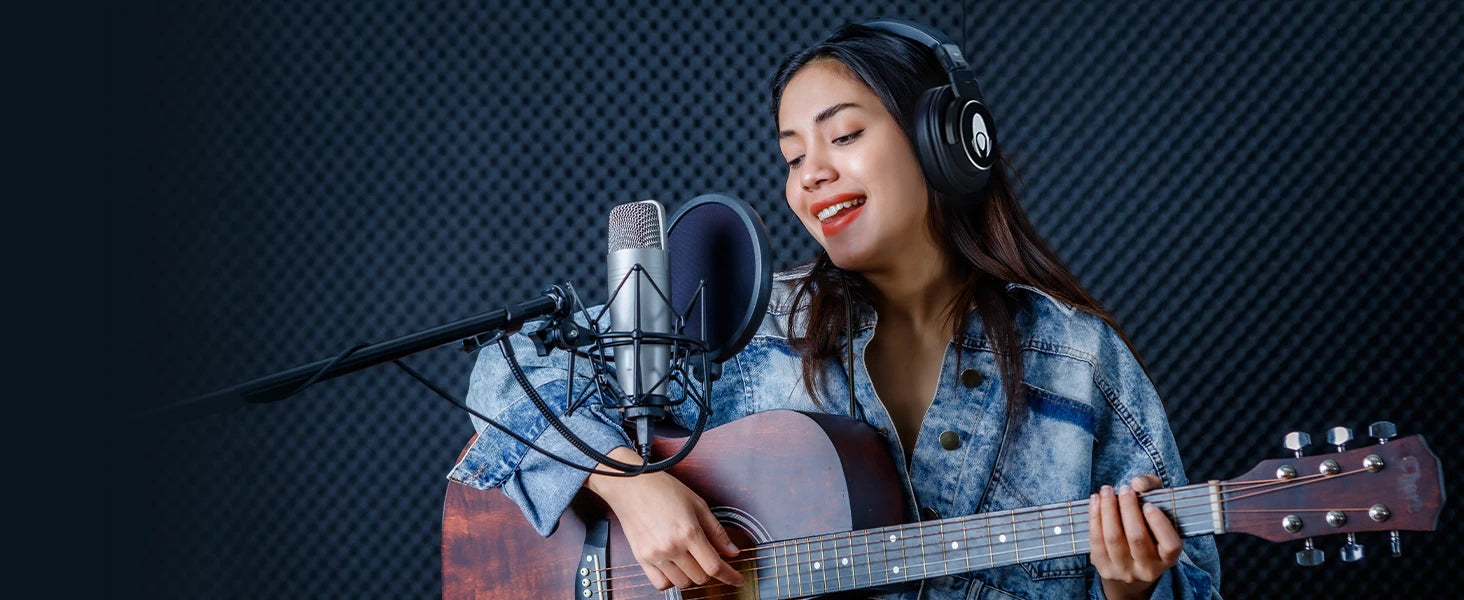 Talomen W50x Corded Studio Headphones, Stereo Professional DJ Headphones, Over-Ear Monitor Headphones with Detachable Cable