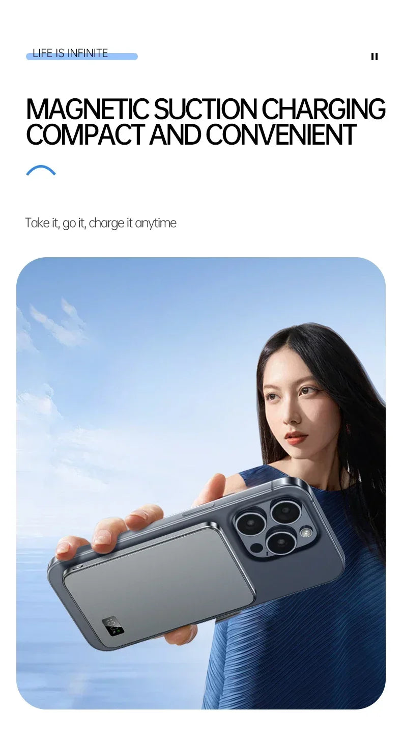 Lenovo 50000mAh 3‑in‑1 Power Bank — Magnético Wireless 22.5W MagSafe