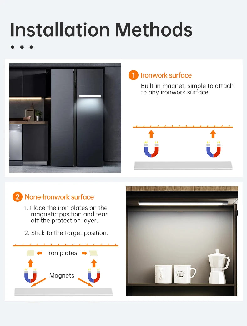 LED Motion Sensor Light Night Light Wireless USB Under Cabinet Light For Kitchen Cabinet Bedroom Wardrobe Sensor Indoor Lighting