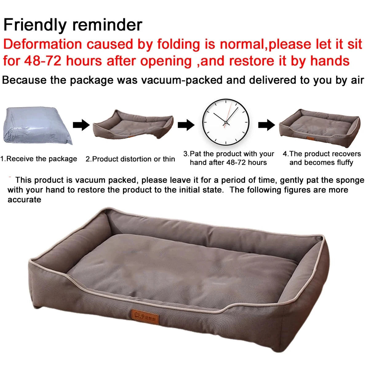 Four Season Square Dog Bed for Large Dog Mattress Bite-resistant Cat Bed Soft Thickened Dog Bed Waterproof Sofa Pet House