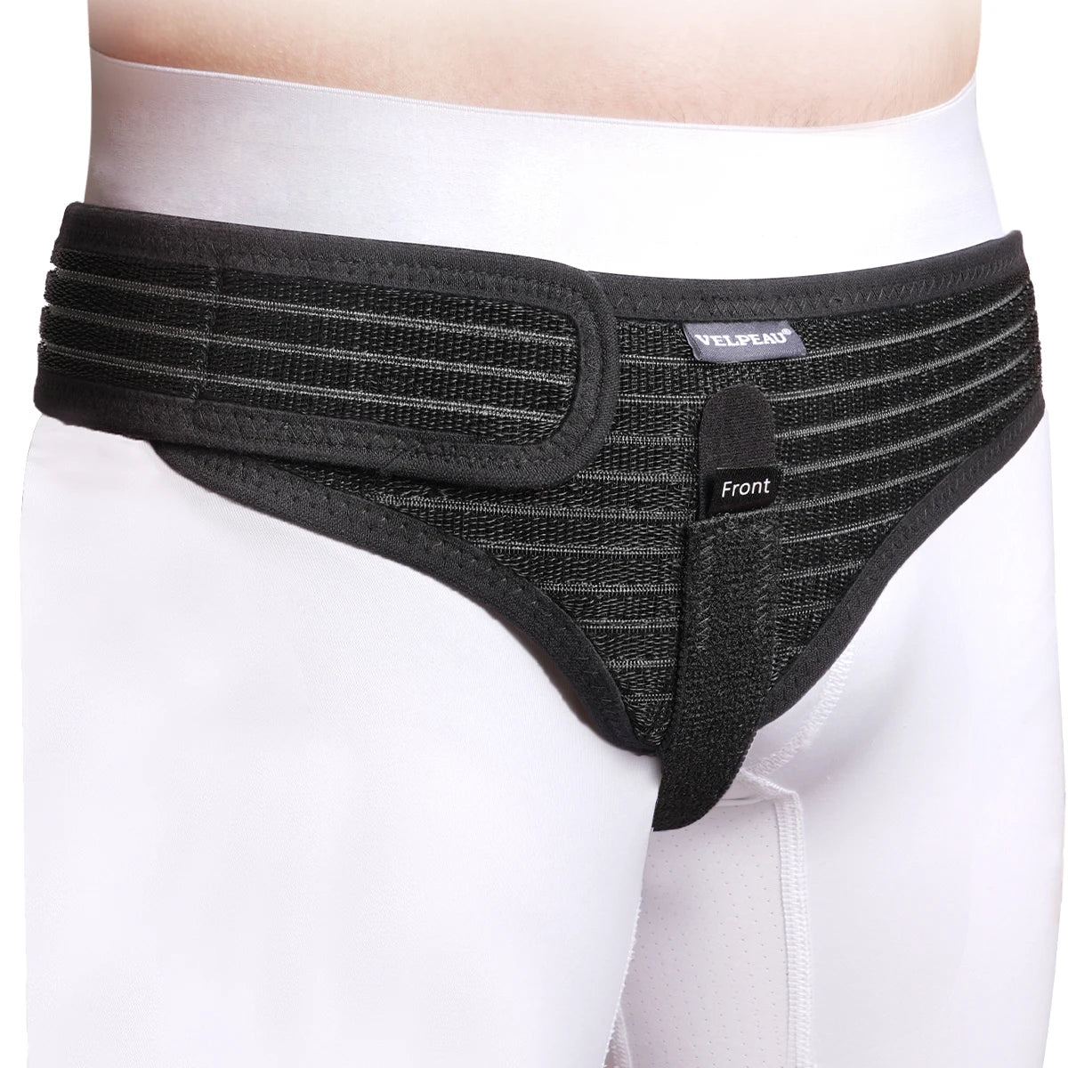 VELPEAU Hernia Belt with 2 compression pads, adjustable Hernia Truss support for single/double inguinal hernias for men and women.