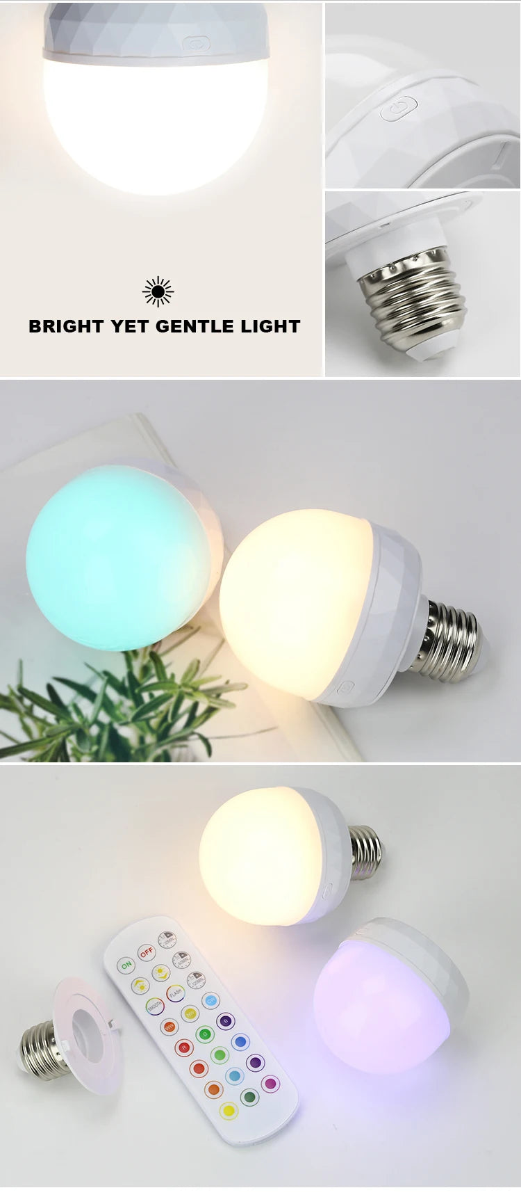 Lâmpada LED RGB USB 5V com Controlo Remoto e Intensidade Ajustável