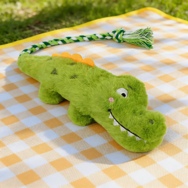 Peluche Crocodilo com Cordas Reforçadas – Brinquedo Resistente para Mastigar e Puxar