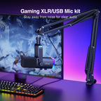 Microfone Gaming FIFINE XLR/USB com RGB, Braço Articulado e Mute