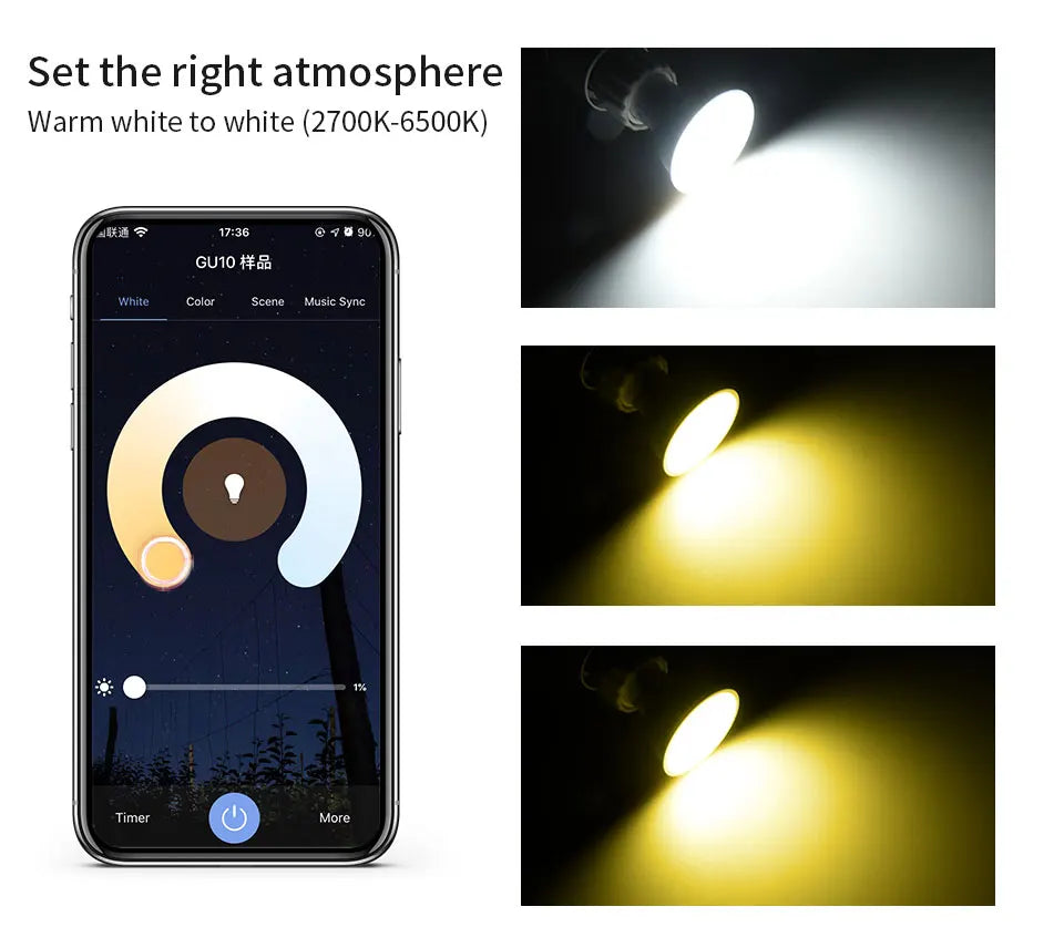 GU10 WiFi Tuya RGB — Spotlight Smart para Teto, Alexa e Google Home