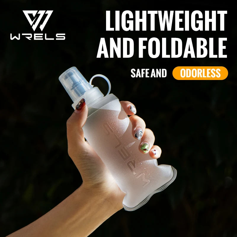WRELS Folding Collapsible Water Bottle Running Water Bottle Soft Flask TPU BPA-Free Camping Hiking Travel Folding Water Bottle