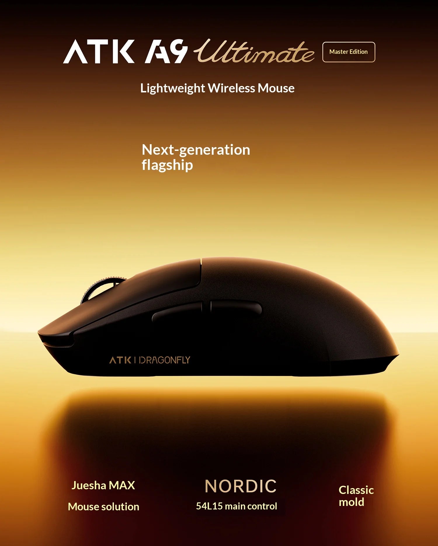 ATK DragonFly A9 Air Ultimate Wireless Gaming Mouse PAW3950 Ultra 42000DPI 750IPS 8KHz RGB Ergonomic Design for Windows MacOs