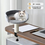 Desk Clamp Cat Bed with Soft Pad, Removable Pet Nest Attachment for Office & Home, Space-Saving Cat Hammock Perch