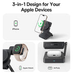 Baseus 3-in-1 Magnetic Wireless Charger Qi2.2 25W Fast Charging for iPhone 17 16 15 14 Apple Watch Earbuds AirPods Pro iWatch