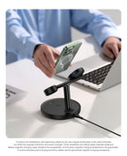 Baseus 3 in 1 20W Magnetic Wireless Charger Stand For Phone iPhone 15 14 Pro Airpods Apple Watch Fast Charging Station Holder