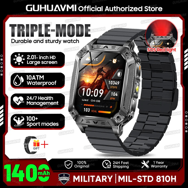 Smartwatch Militar 2026 – Robustez Extrema, Lanterna LED e Autonomia XL