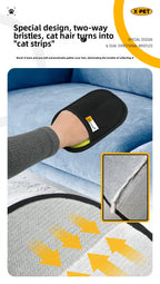 2 in 1 Pet Hair Removal Mitts for Cats Dogs Electrostatic Grooming Glove Reusable Washable with Lint Roller Brush Safe Non Toxic